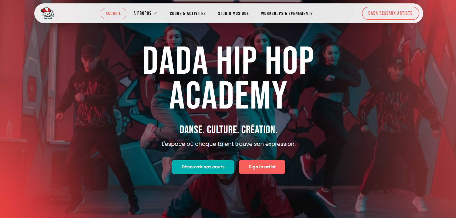 Dada Hip Hop web app screenshot